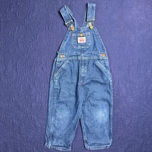 Vintage Round House Kids Denim Overalls 4T USA Farm Workwear Carpenter Read